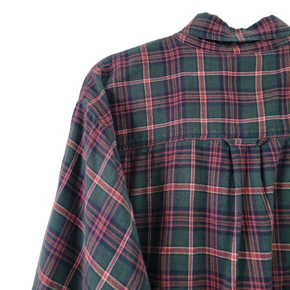 Woolrich Men's 100% Cotton Plaid Flannel Button Down Hunter Green Shirt Size L - Picture 9 of 12